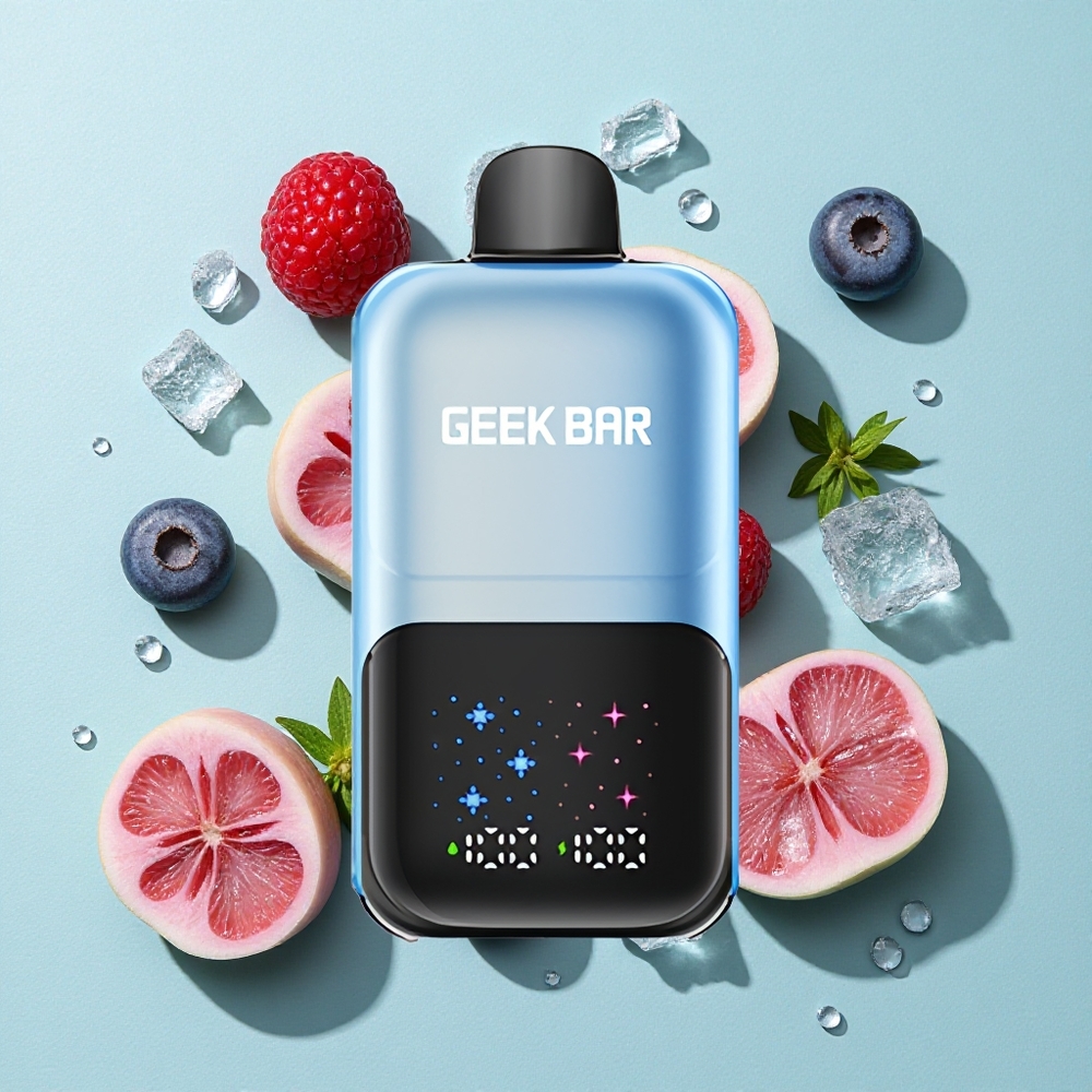 GEEK BAR 2GO 50000 Puffs Mirtilo Framboesa Gelo Tela Interativa Brasil vape