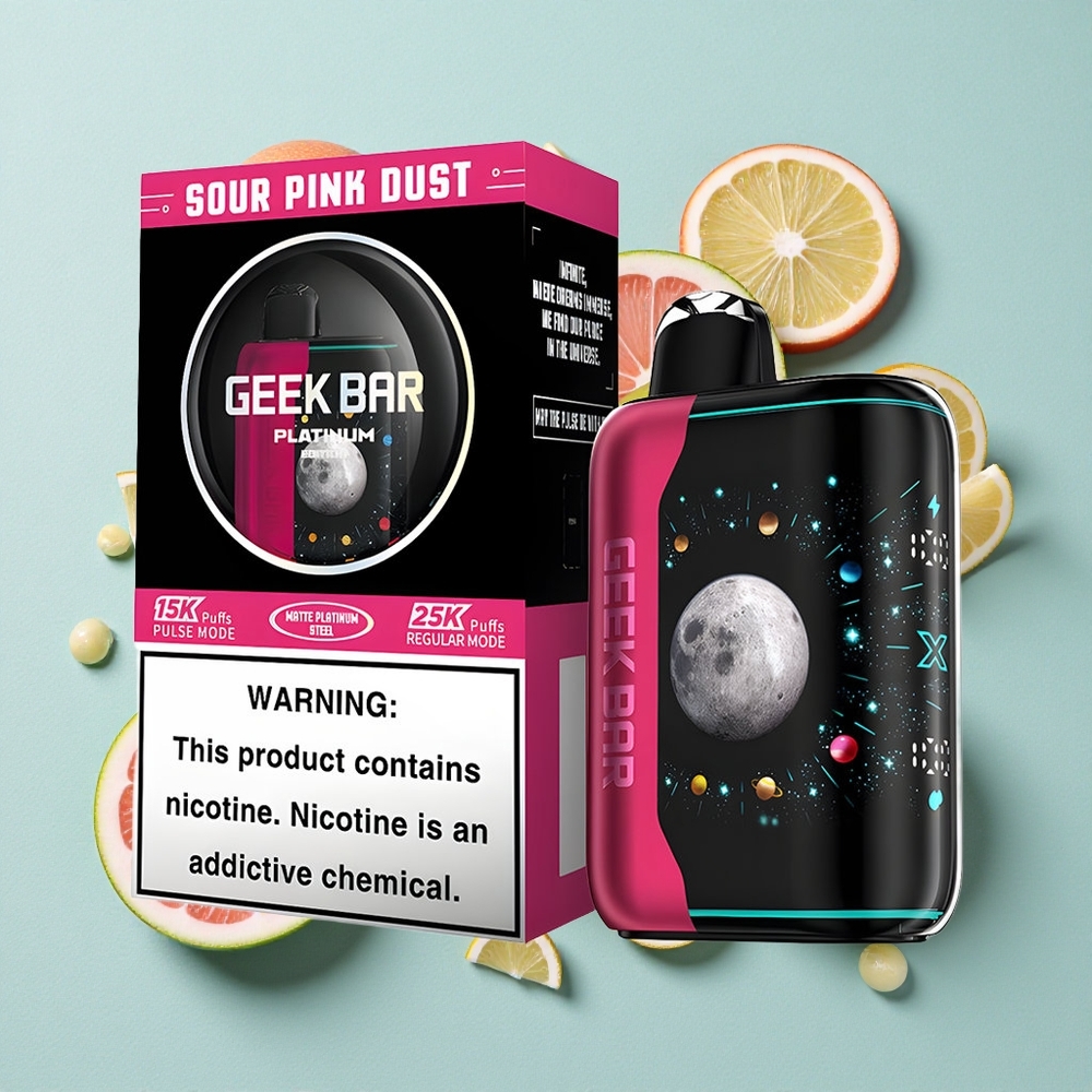 GEEK BAR Platinum Edition 25000 Puffs Pó Rosa Azedo Tela 3D Dinâmica Brasil vape