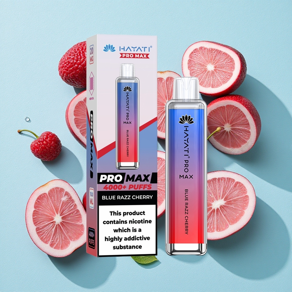 Hayati Pro Max 4000 Puffs Blueberry Framboesa Cereja Dual 1.1 Ohm Mesh Coil Recarregável Brasil vape