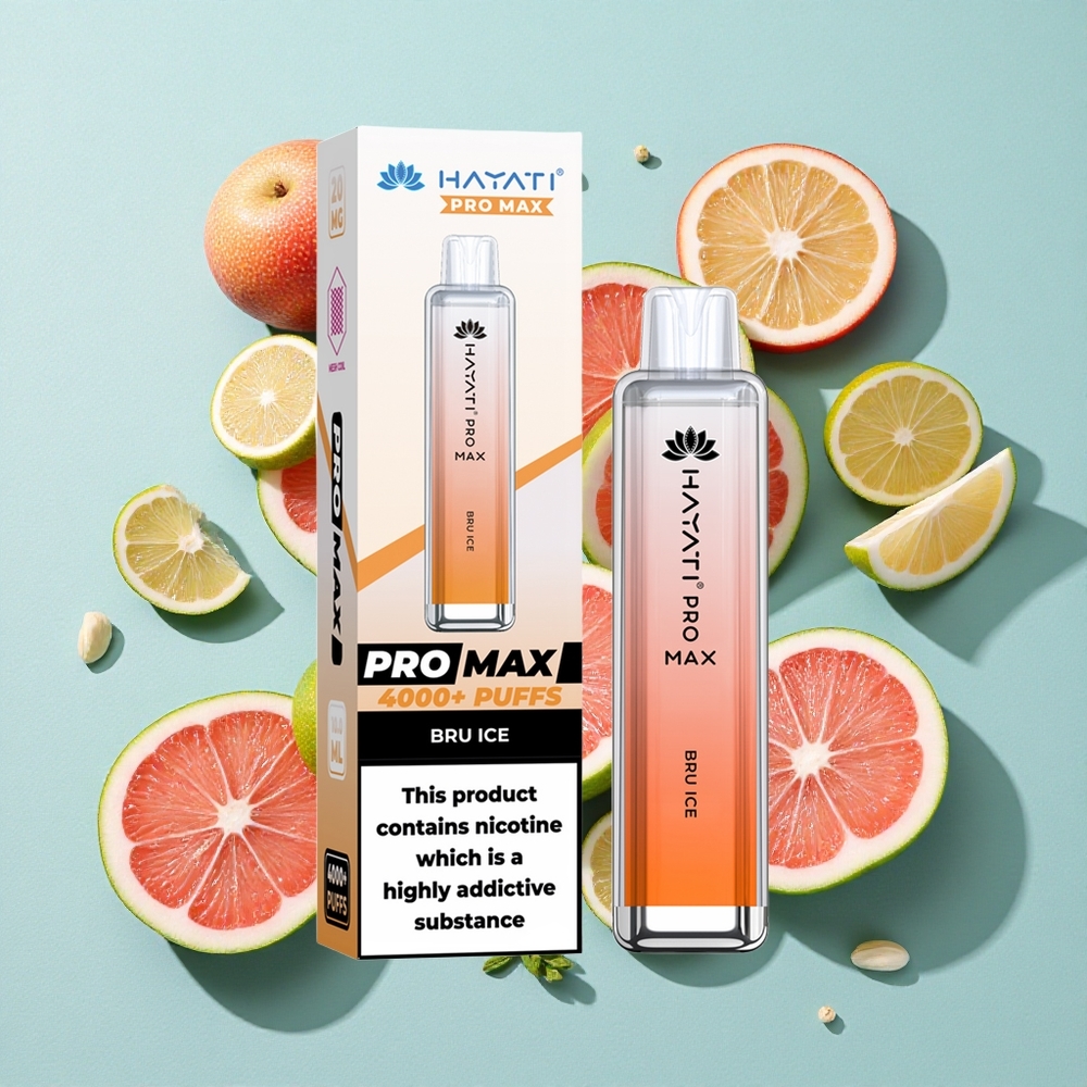 Hayati Pro Max 4000 Puffs Bru Gelo Brasil vape Resistência Dupla de 1.1 Ohm Bateria Recarregável 1400mAh