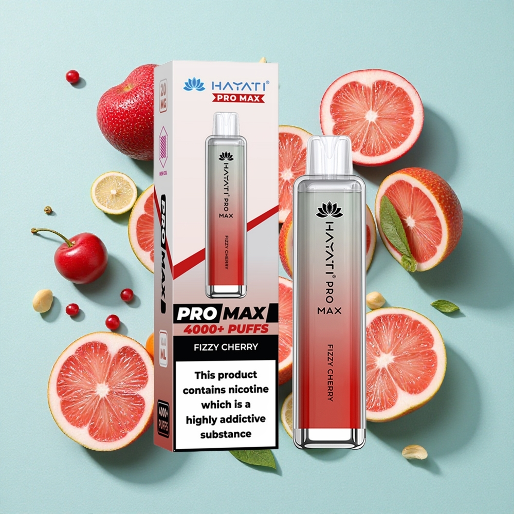 Hayati Pro Max 4000 Puffs Cereja Frisante Bateria Recarregável 1400mAh Dual 1.1 Ohm Mesh Coil Brasil vape