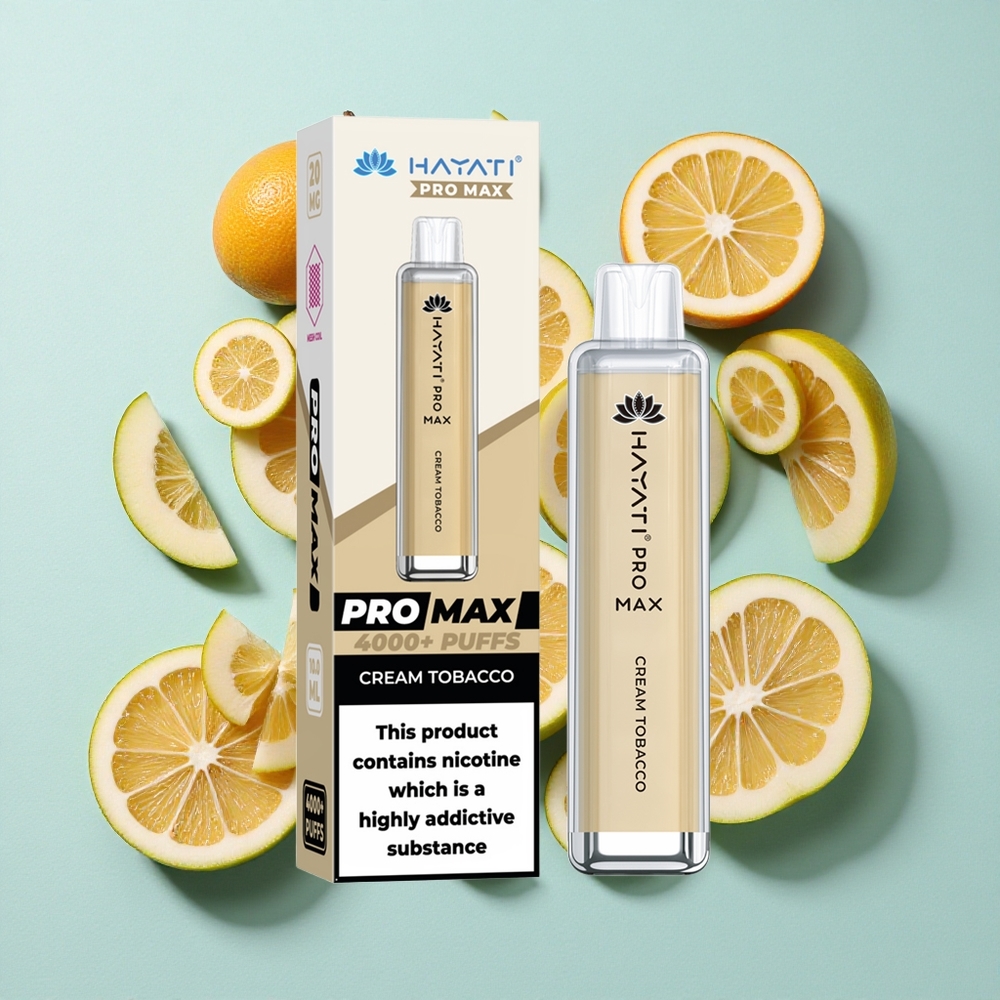 Hayati Pro Max 4000 Puffs Creme Tabaco Bateria Recarregável 1400mAh Brasil vape