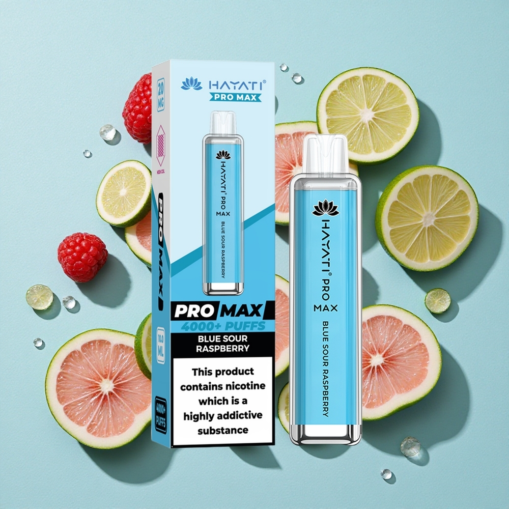 Hayati Pro Max 4000 Puffs Framboesa Azul Azeda Bateria Recarregável 1400mAh Brasil vape