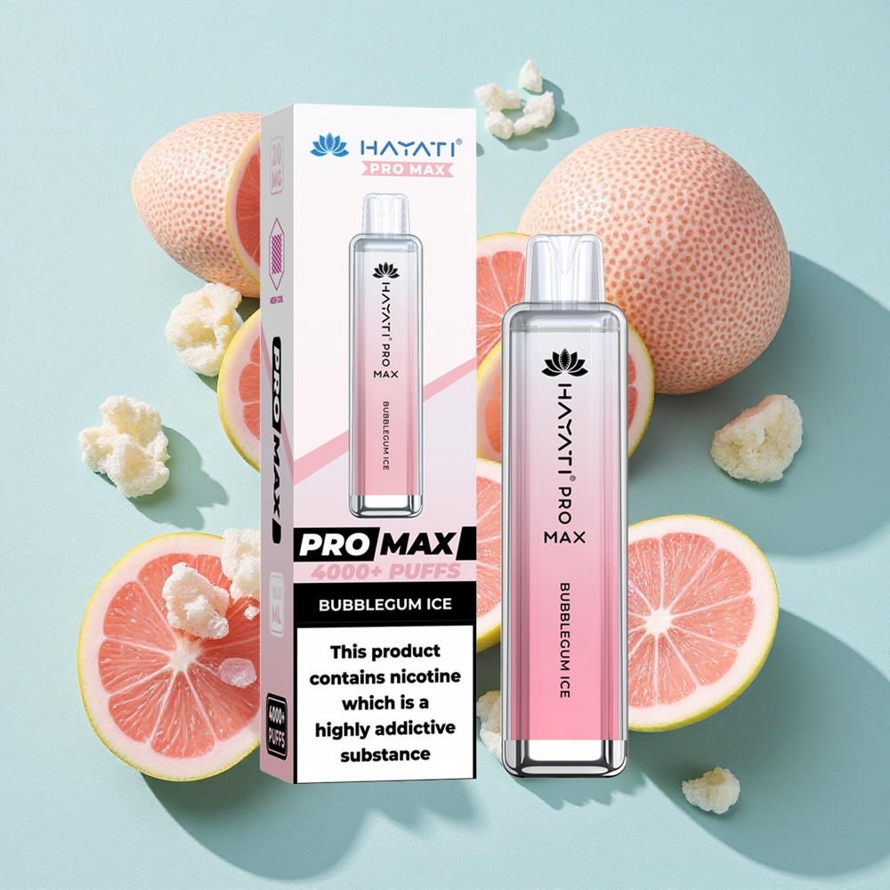 Hayati Pro Max 4000 Puffs Gelo de Chiclete Bateria Recarregável 1400mAh Brasil vape