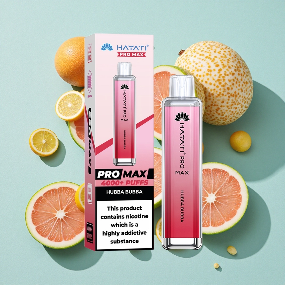 Hayati Pro Max 4000 Puffs Hubba Bubba Bateria Recarregável 1400mAh Dual Bobina Mesh 1.1 Ohm Brasil vape