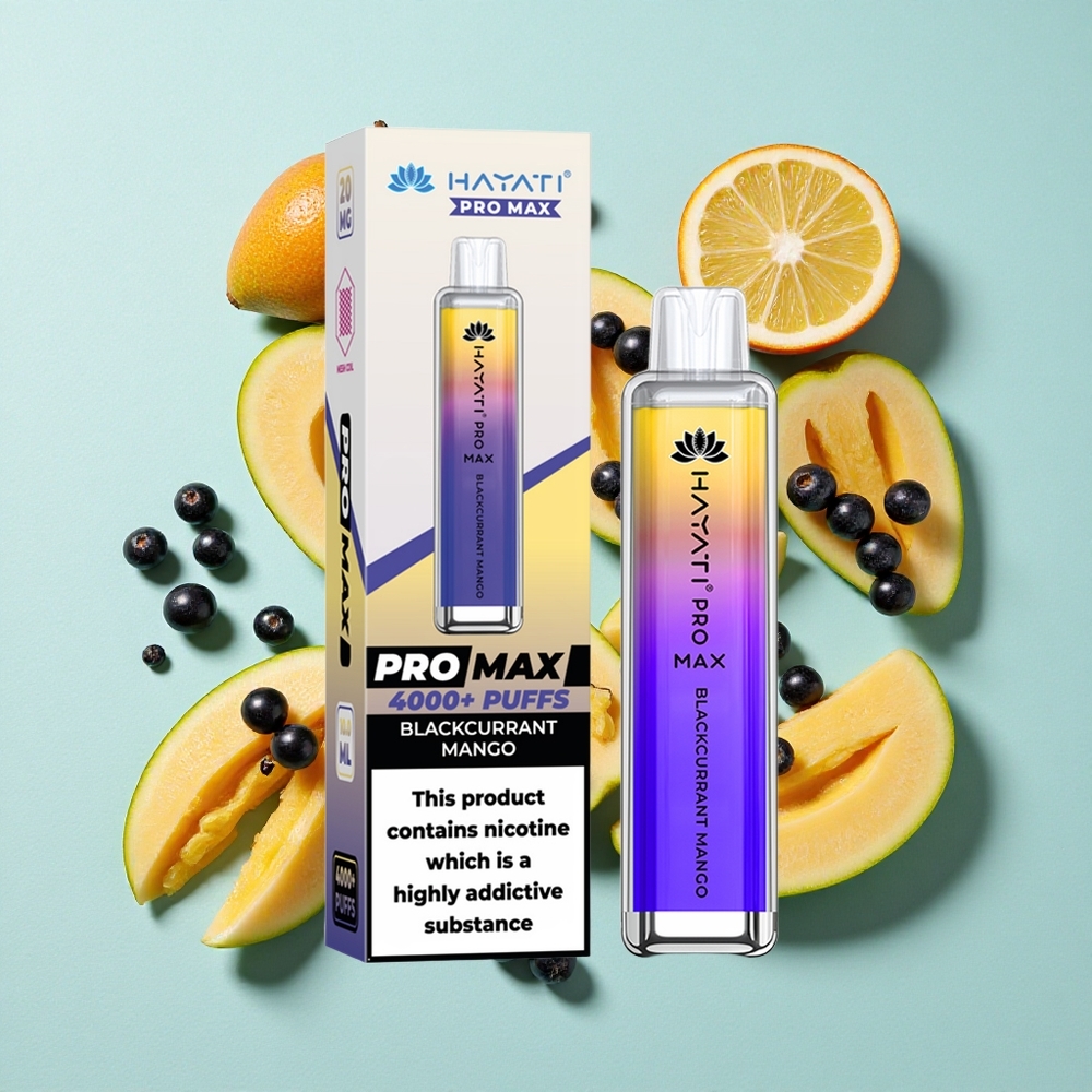 Hayati Pro Max 4000 Puffs Manga Groselha Preta Resistência Dual 1.1 Ohm Mesh Coil Brasil vape
