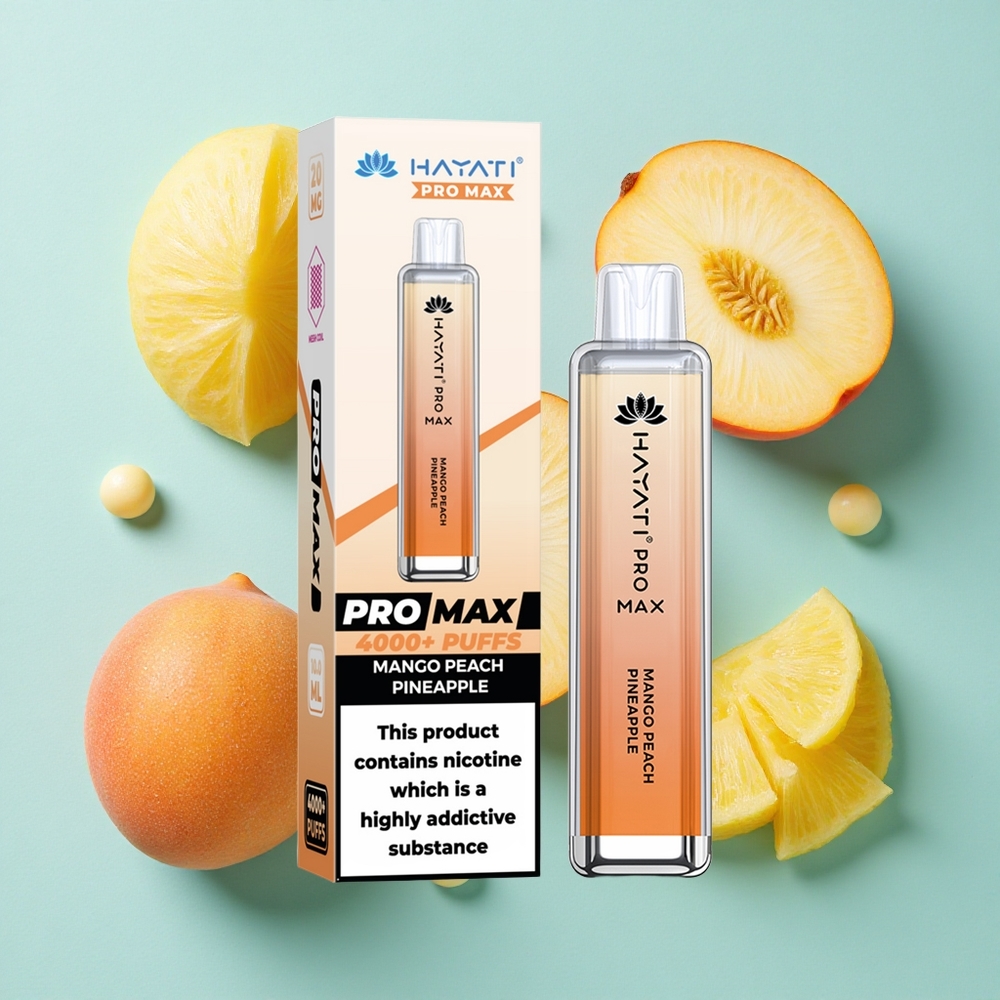 Hayati Pro Max 4000 Puffs Manga Pêssego Abacaxi Bateria Recarregável 1400mAh Brasil vape