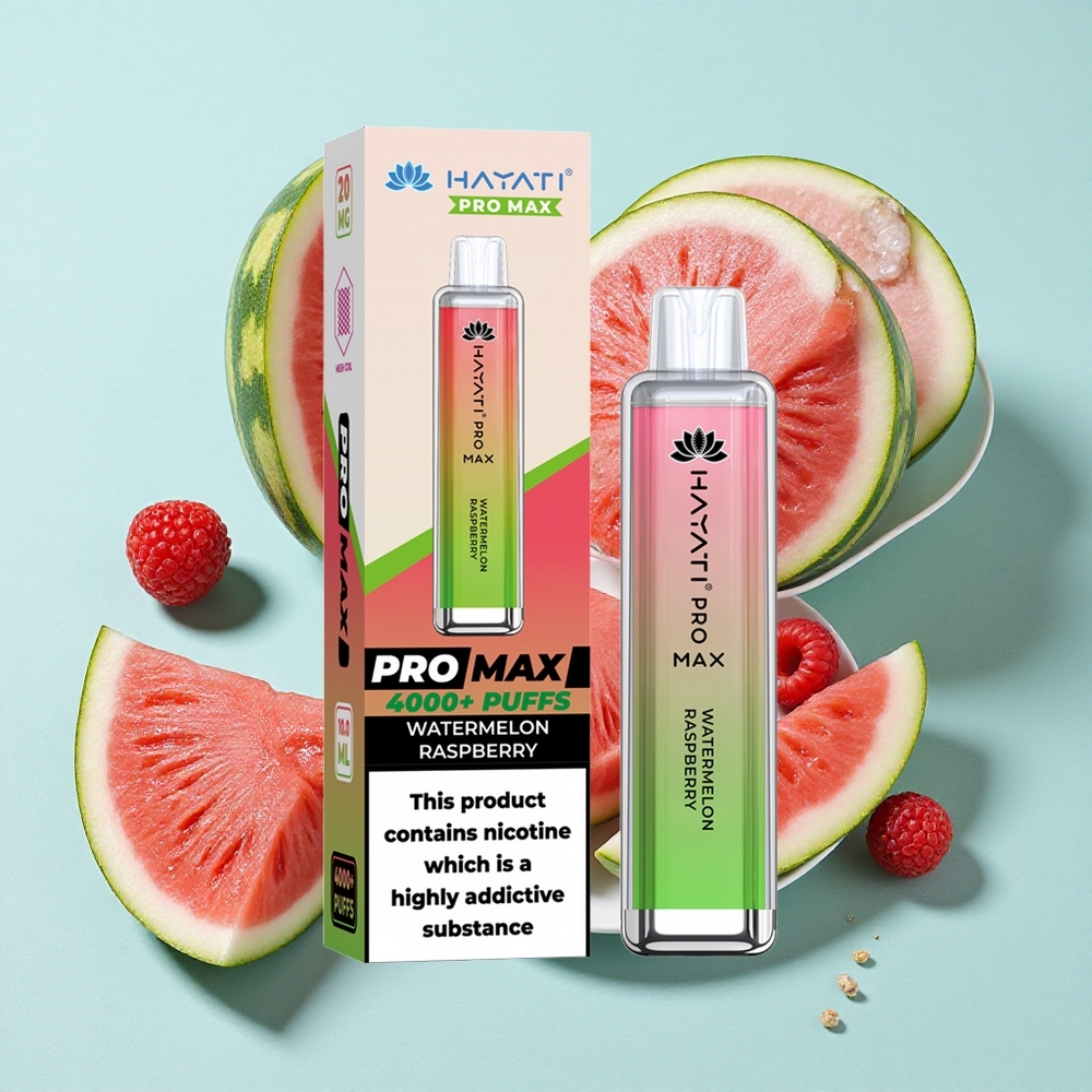 Hayati Pro Max 4000 Puffs Melancia Framboesa Bateria Recarregável 1400mAh Brasil vape