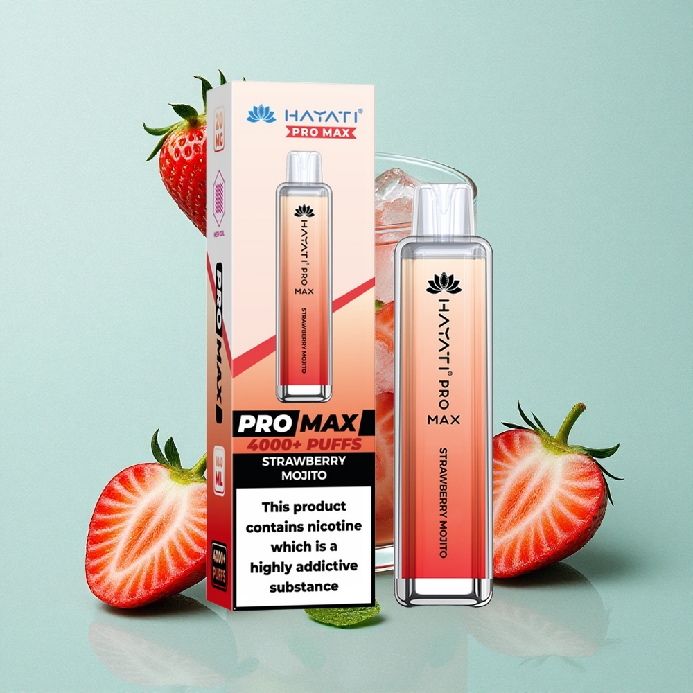 Hayati Pro Max 4000 Puffs Mojito de Morango Bateria Recarregável 1400mAh Brasil vape