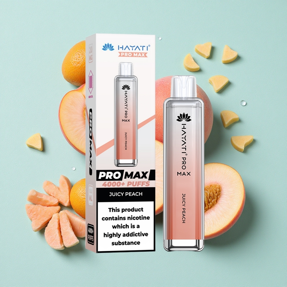 Hayati Pro Max 4000 Puffs Pêssego Suculento Bateria Recarregável 1400mAh Brasil vape