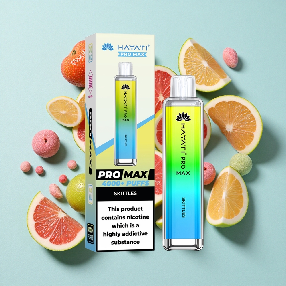 Hayati Pro Max 4000 Puffs Skittles (Sabores de Arco-Íris) Bateria Recarregável 1400mAh Brasil vape
