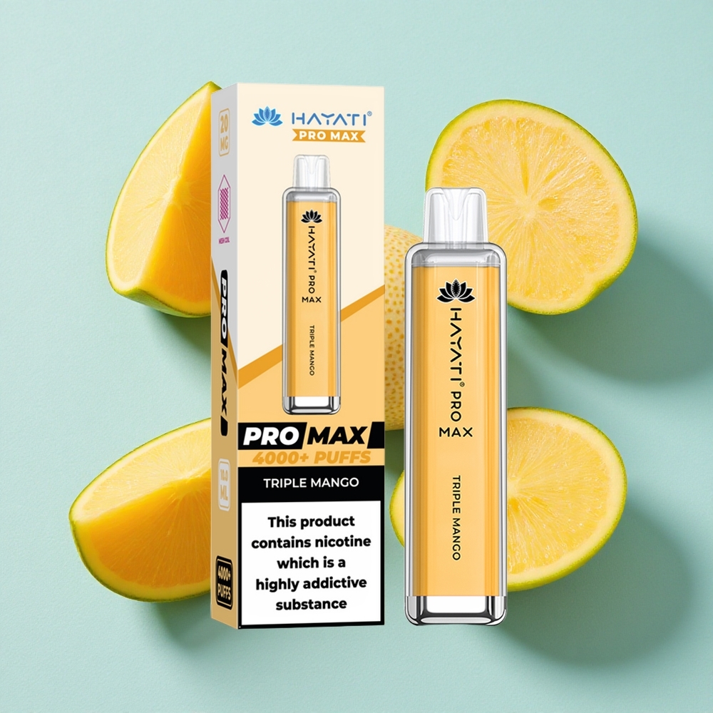 Hayati Pro Max 4000 Puffs Tripla Manga Bateria Recarregável 1400mAh LED na Base Brasil vape