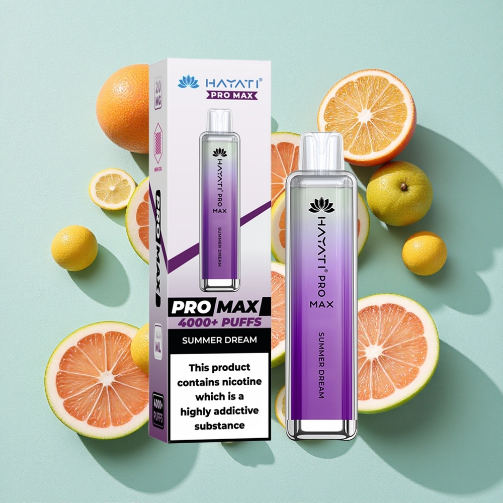 Hayati Pro Max 4000 Puffs Verão dos Sonhos Bateria Recarregável 1400mAh Dual 1.1 Ohm Mesh Coil Brasil vape