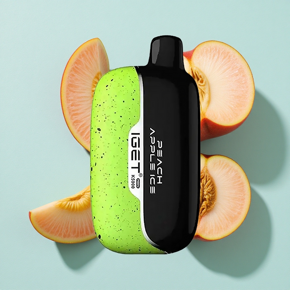 IGET Moon K5000 Puffs Pêssego Maçã Peso Líquido: 81.5 g Tamanho: 49.5x25.3x99.4 mm Brasil vape