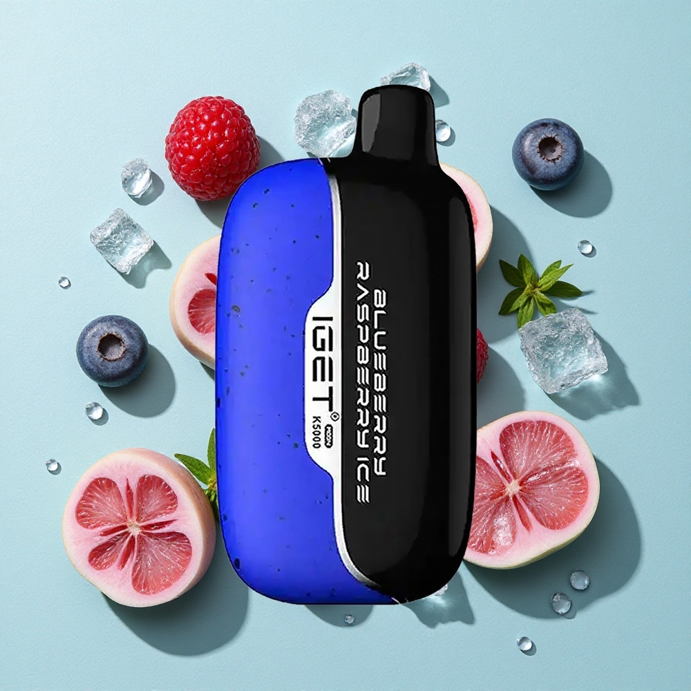 IGET Moon K5000 Puffs Vape descartável Mirtilo Framboesa Gelo Peso Líquido: 81.5 g Tamanho: 49.5x25.3x99.4 mm Brasil vape