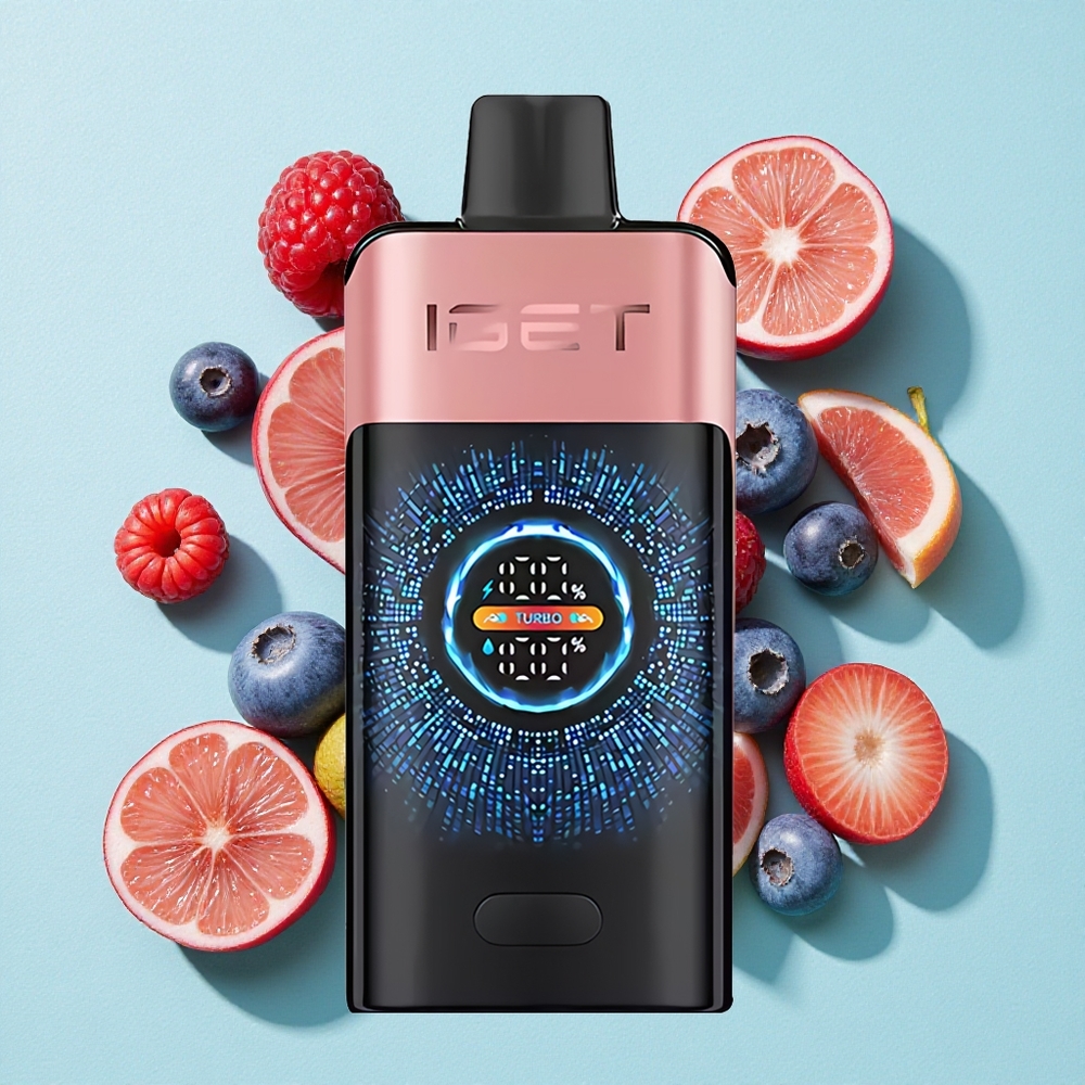 IGET ONE 12000 Puffs Blueberry Framboesa Tela Colorida Curvada Grande Brasil vape