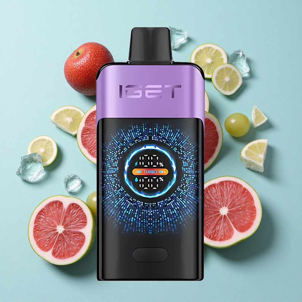 IGET ONE 12000 Puffs Modo Regular Dispositivo Vapor Descartável Framboesa Gelo Tela Grande Colorida Curva Brasil vape