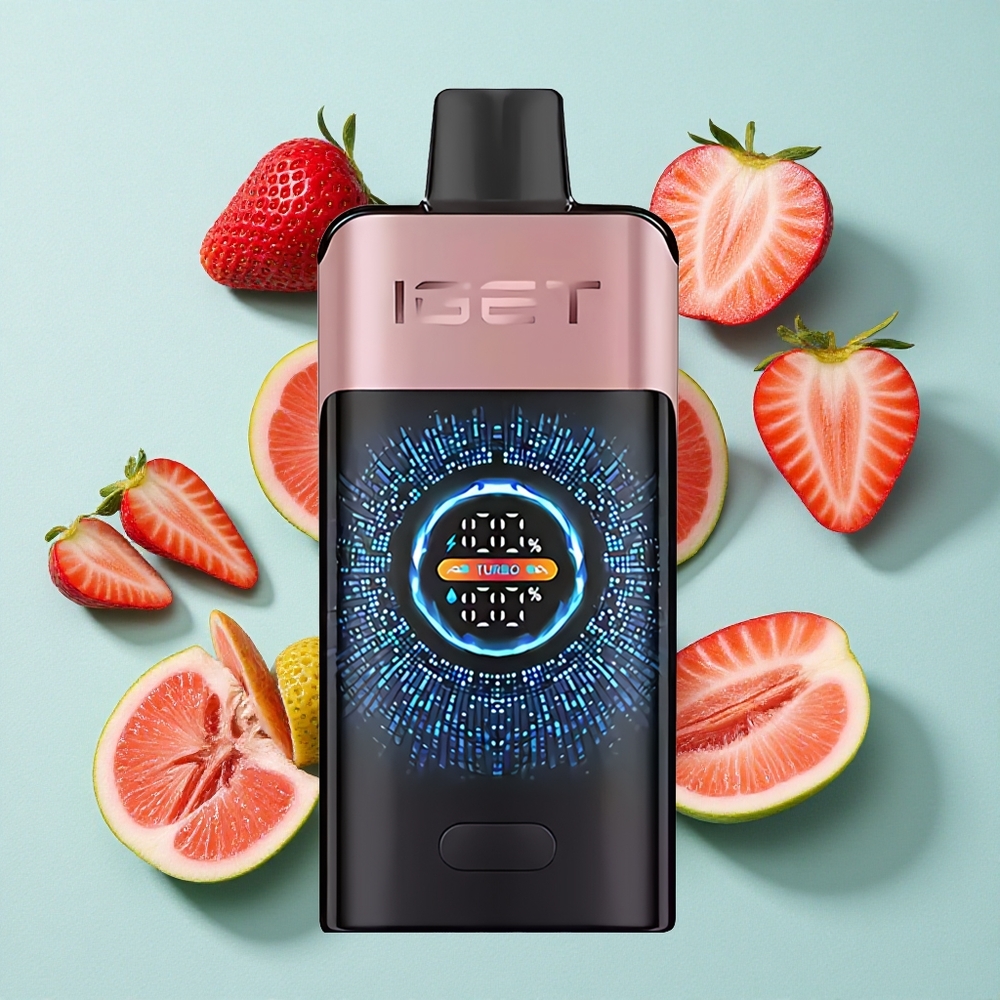 IGET ONE 12000 Puffs Vape descartável Chupa Chups Morango com Tela Colorida Curva Grande e Brasil vape