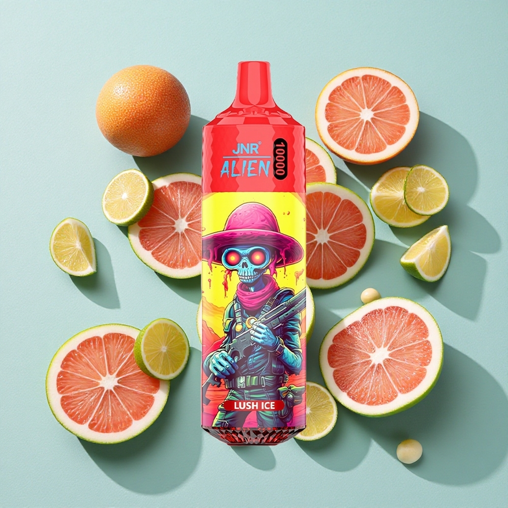 JNR Alien 10000 Puffs 20ml E-líquido Lush Ice (Gelo Luxuoso) LED RGB Brasil vape