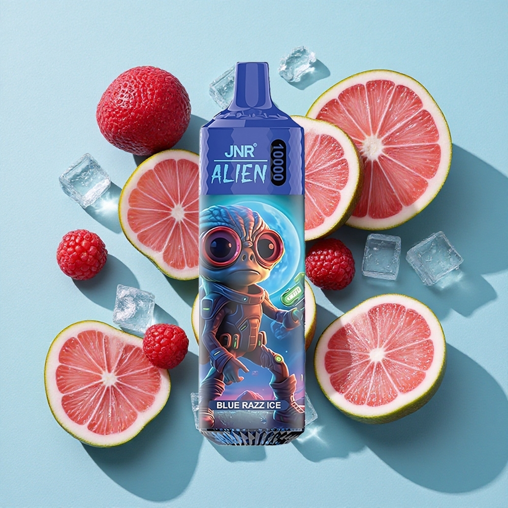 JNR Alien 10000 Puffs 20ml E-líquido Luzes LED (RGB) Blue Razz Ice Brasil vape