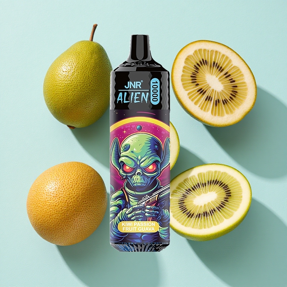 JNR Alien 10000 Puffs Kiwi Maracujá Goiaba Capacidade da Bateria 850mAh Tipo-C Carga Rápida Brasil vape