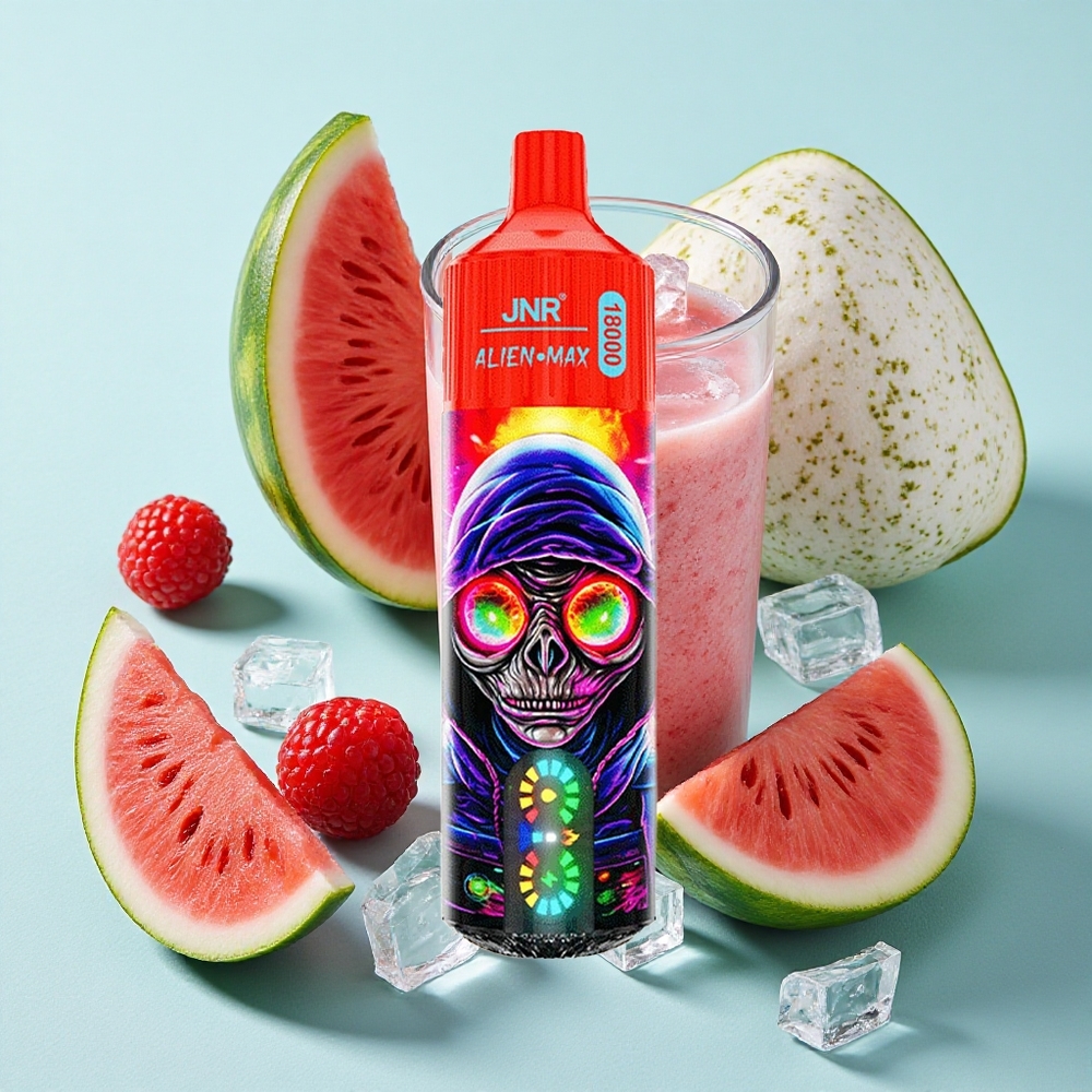 JNR Alien Max 18000 Puffs Framboesa Melancia Gelo Display LED Inteligente 28ml E-líquido Brasil vape