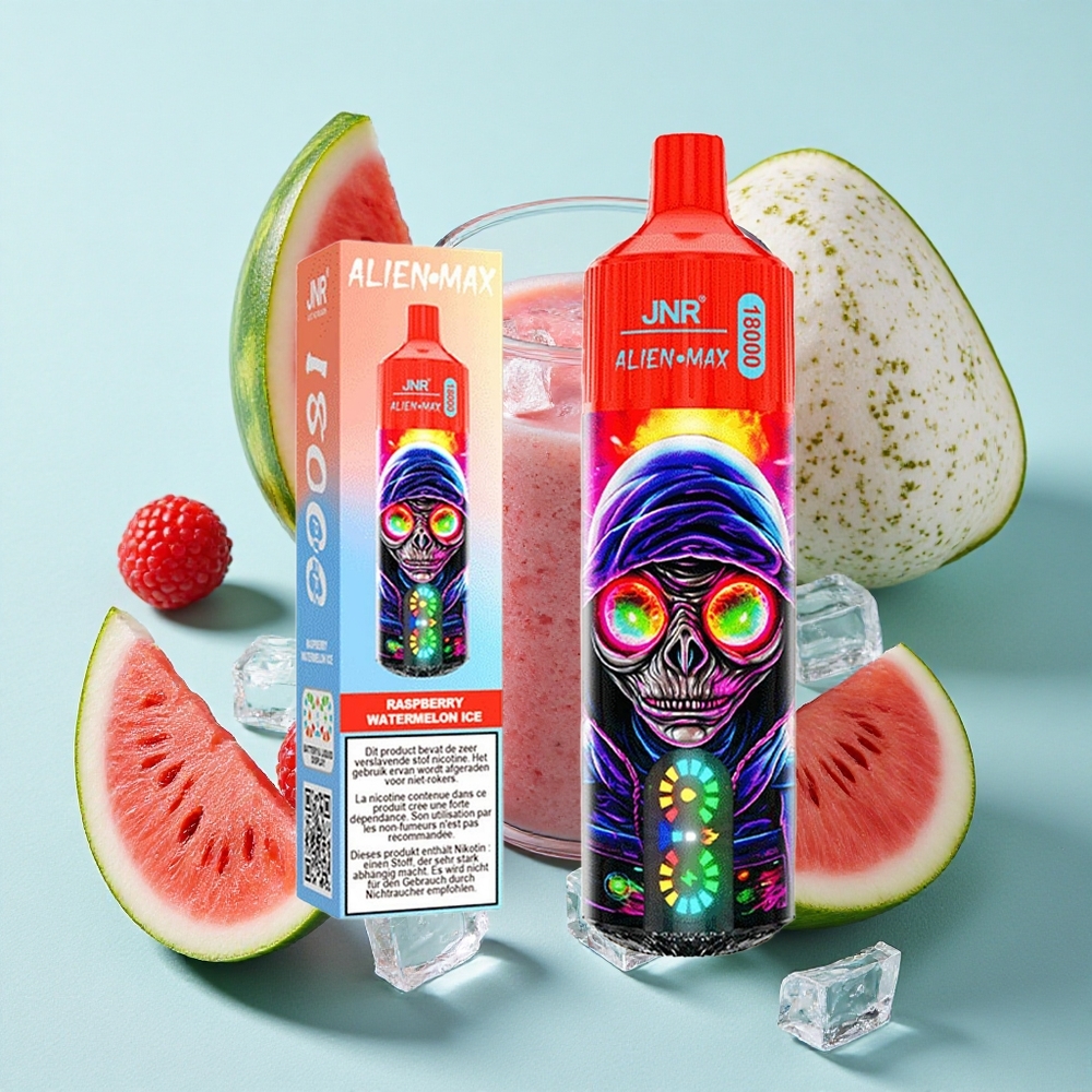 JNR Alien Max 18000 Puffs Framboesa Melancia Gelo Display LED Inteligente 28ml E-líquido Brasil vape