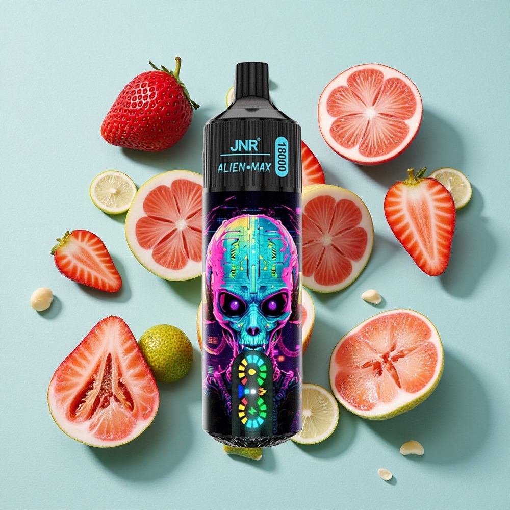 JNR Alien Max 18000 Puffs Morango Hubba Bubba Display LED Inteligente Bateria 850mAh Brasil vape