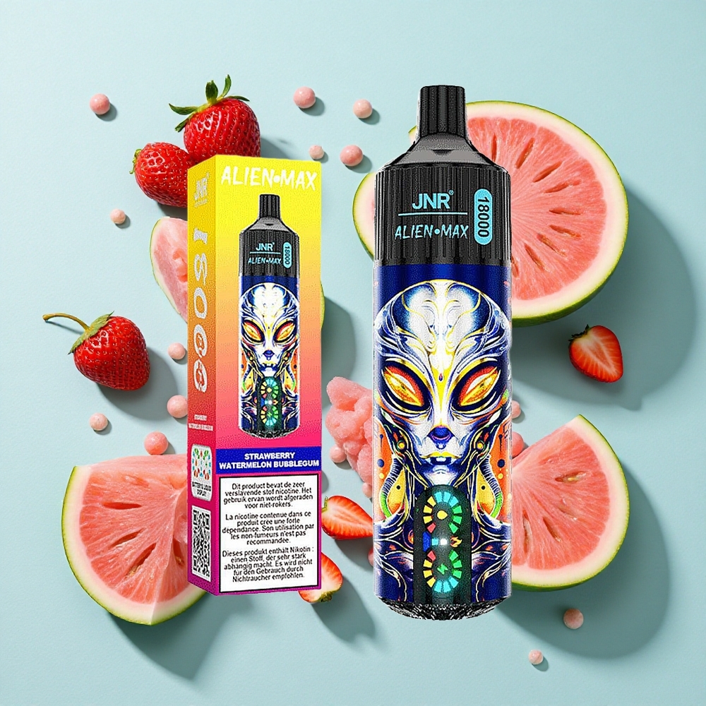 JNR Alien Max 18000 Puffs Morango Melancia Chiclete Dual Mesh Coil & Dual Núcleo 28ml E-liquid Brasil vape