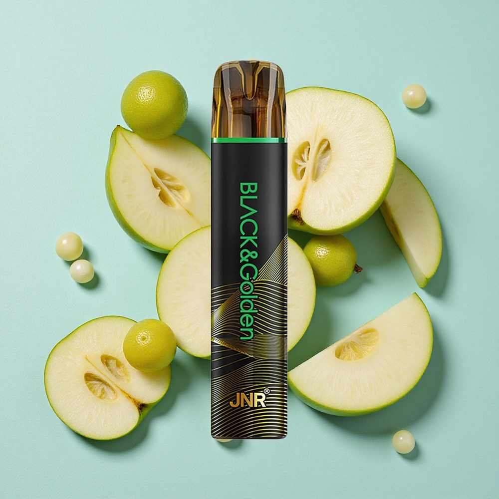 JNR Black&Golden 800 Puffs Maçã Verde Brasil vape Capacidade da Bateria 550mAh Conteúdo de Nicotina 2%