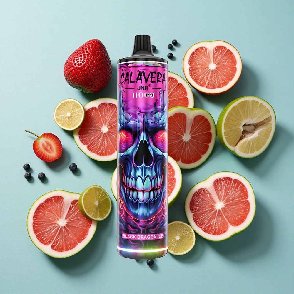 JNR Calavera 11000 Puffs Dragão Negro Gelo Porta Tipo-C 21ml Capacidade de Líquido Brasil vape