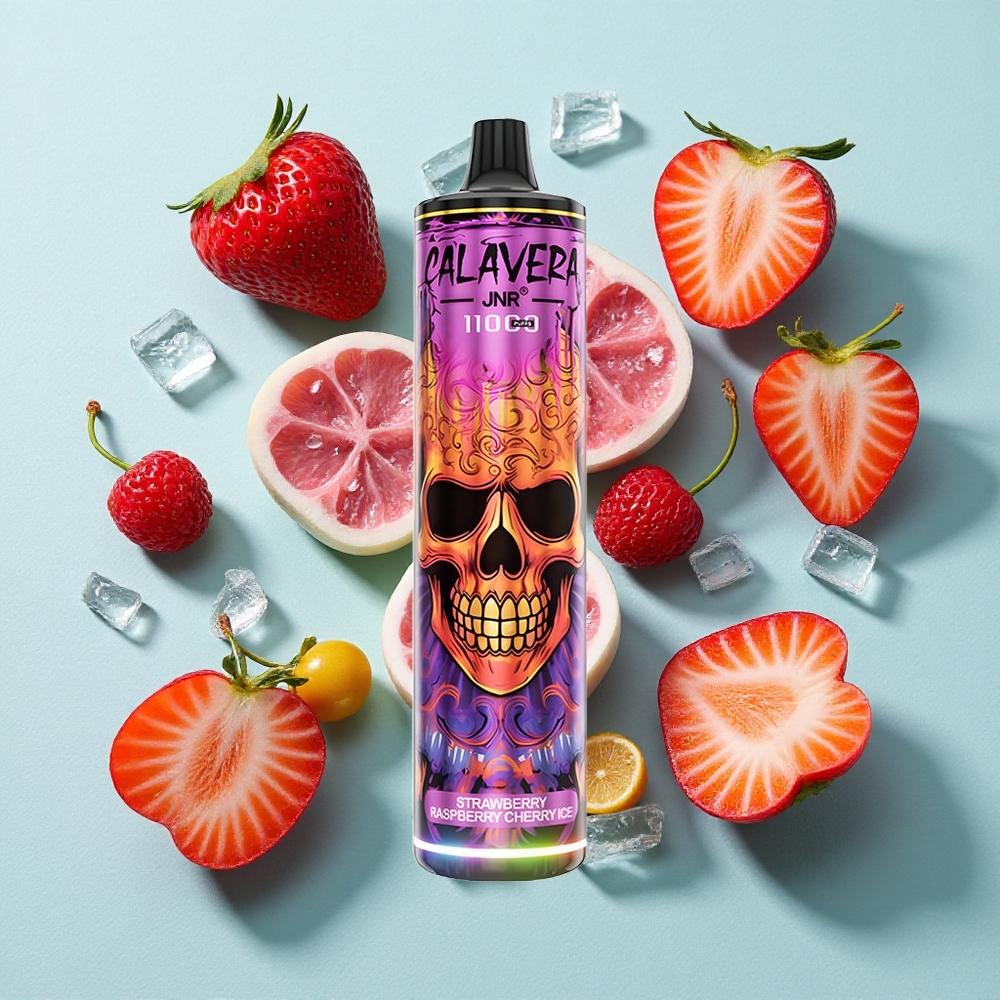 JNR Calavera 11000 Puffs Morango Framboesa Cereja Gelo 21ml Capacidade de Líquido Tipo-C Porta de Carregamento Brasil vape