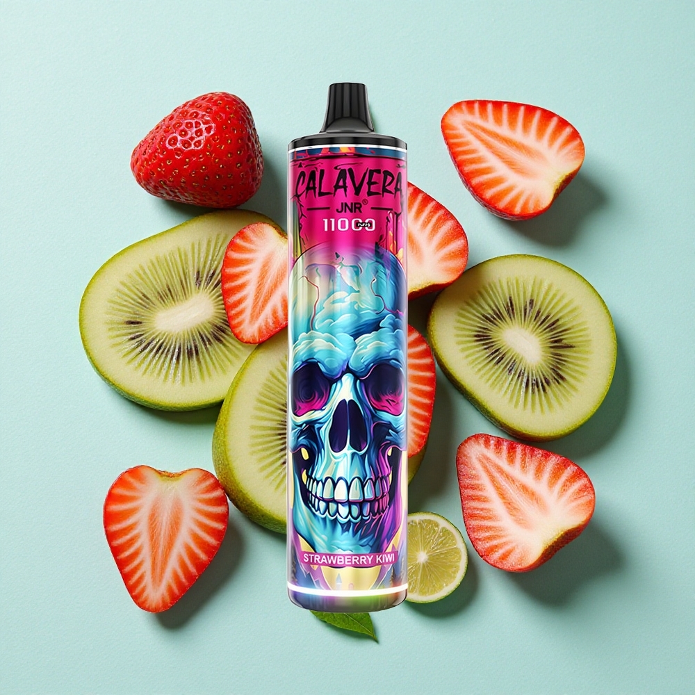 JNR Calavera 11000 Puffs Morango Kiwi Porta de Carregamento Type-C 21ml de Líquido Brasil vape