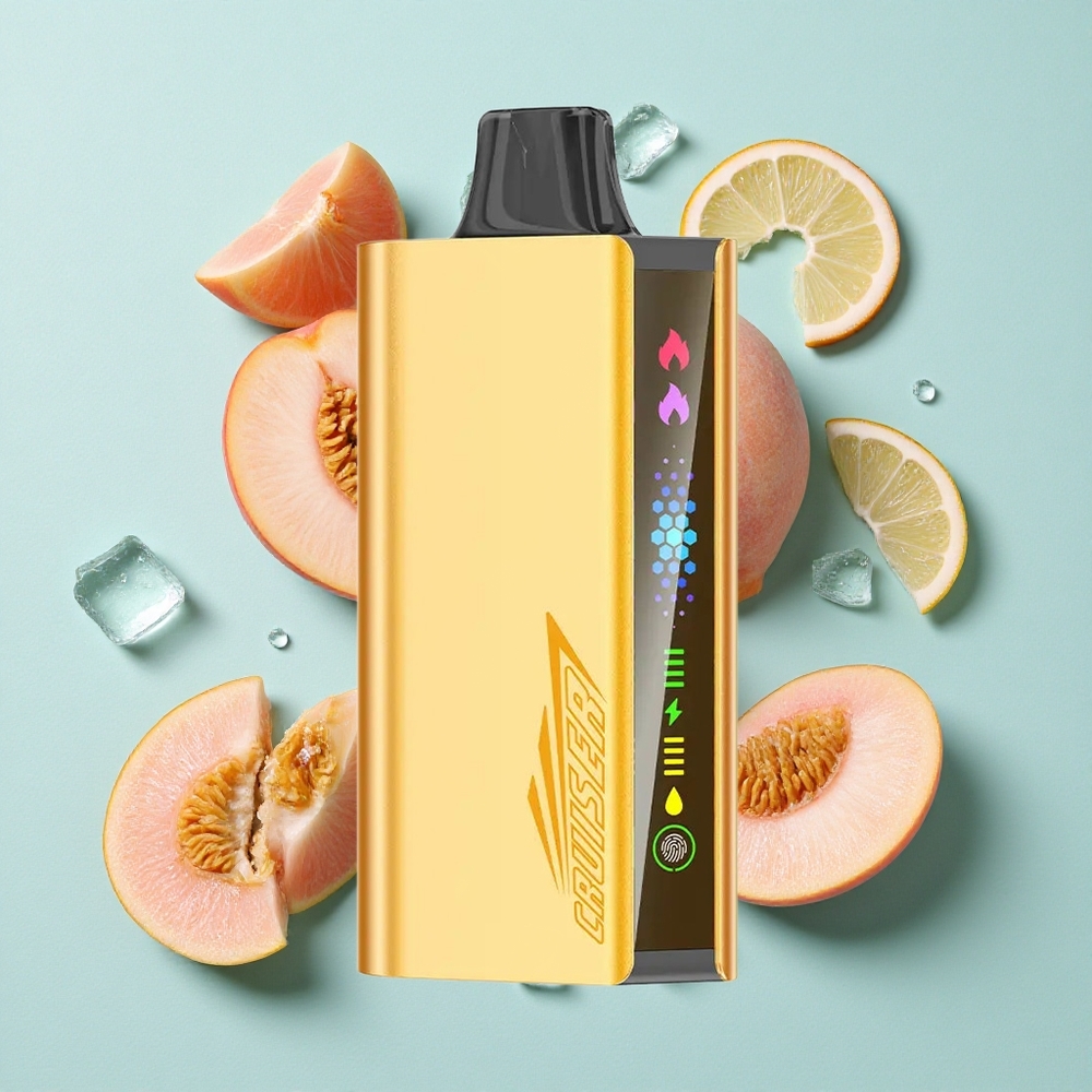 JNR Cruiser 12000 Puffs Pêssego Gelo Bateria Embarcada 3500 mAh Corpo em Alumínio Totalmente Metálico Brasil vape
