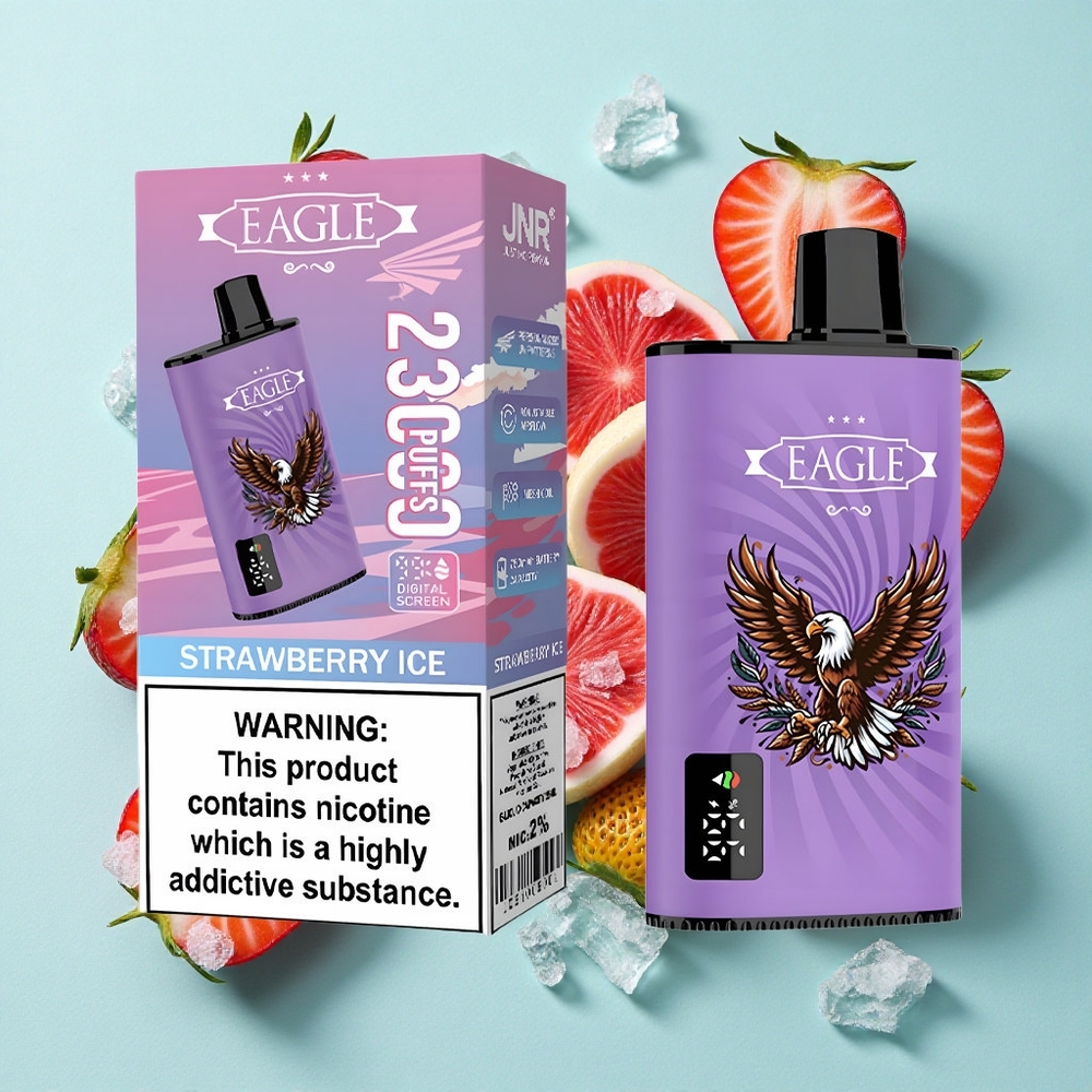 JNR EAGLE Smart 23000 Puffs Morango Gelo Tela Digital Porta Tipo-C Brasil vape