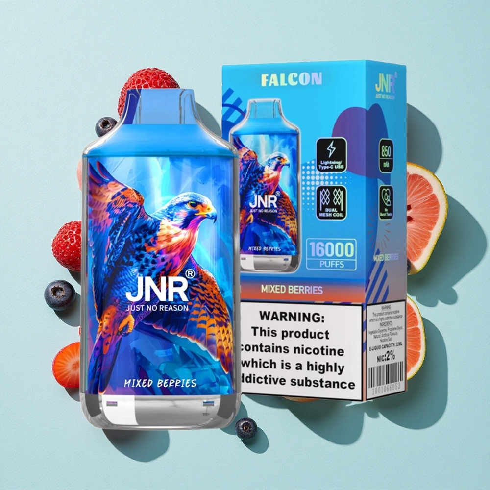 JNR Falcon 16000 Puffs Frutas Silvestres Capacidade da Bateria: 850 mAh Tipo de Bobina: Bobina Dupla Mesh Brasil vape