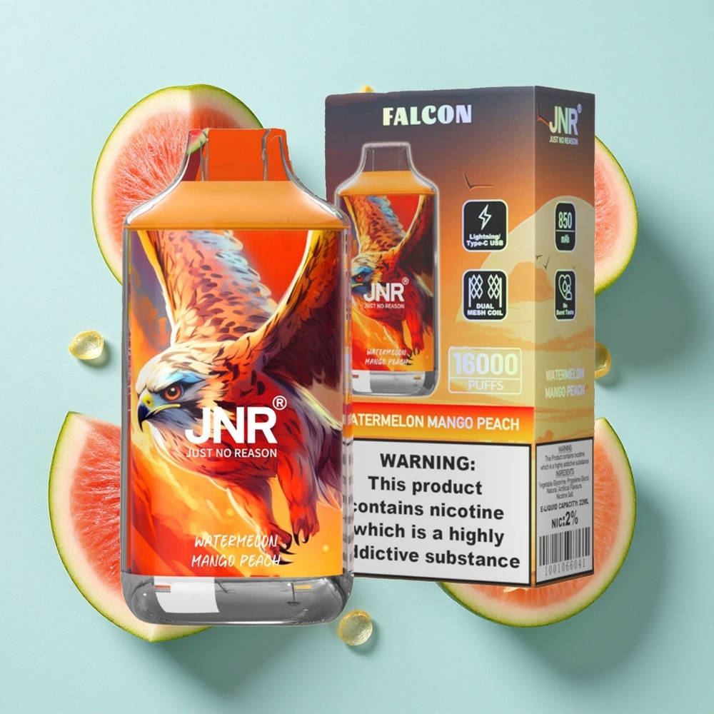 JNR Falcon 16000 Puffs Melancia Manga Pêssego Capacidade da Bateria: 850 mAh Tipo de Bobina: Bobina de Malha Dupla Brasil vape