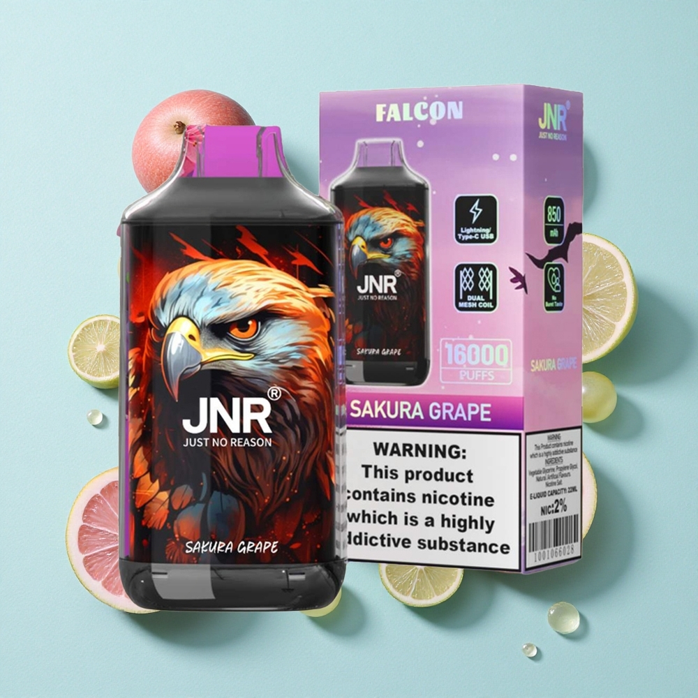 JNR Falcon 16000 Puffs Sakura Uva com Bateria de 850 mAh e Capacidade de E-líquido de 22ml Brasil vape