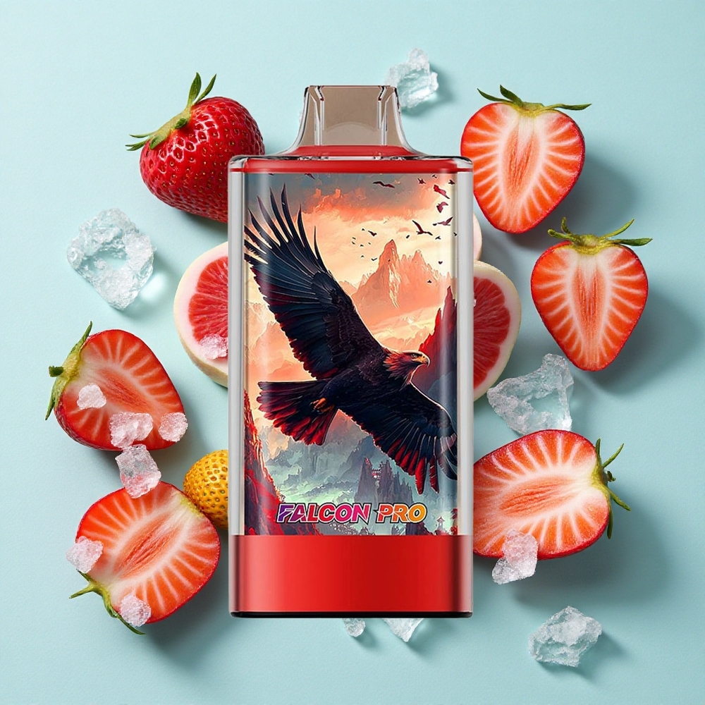 JNR Falcon Pro 28000 Puffs Morango Gelo 30ml Capacidade Pré-Carregada Dual Mesh Coil Brasil vape