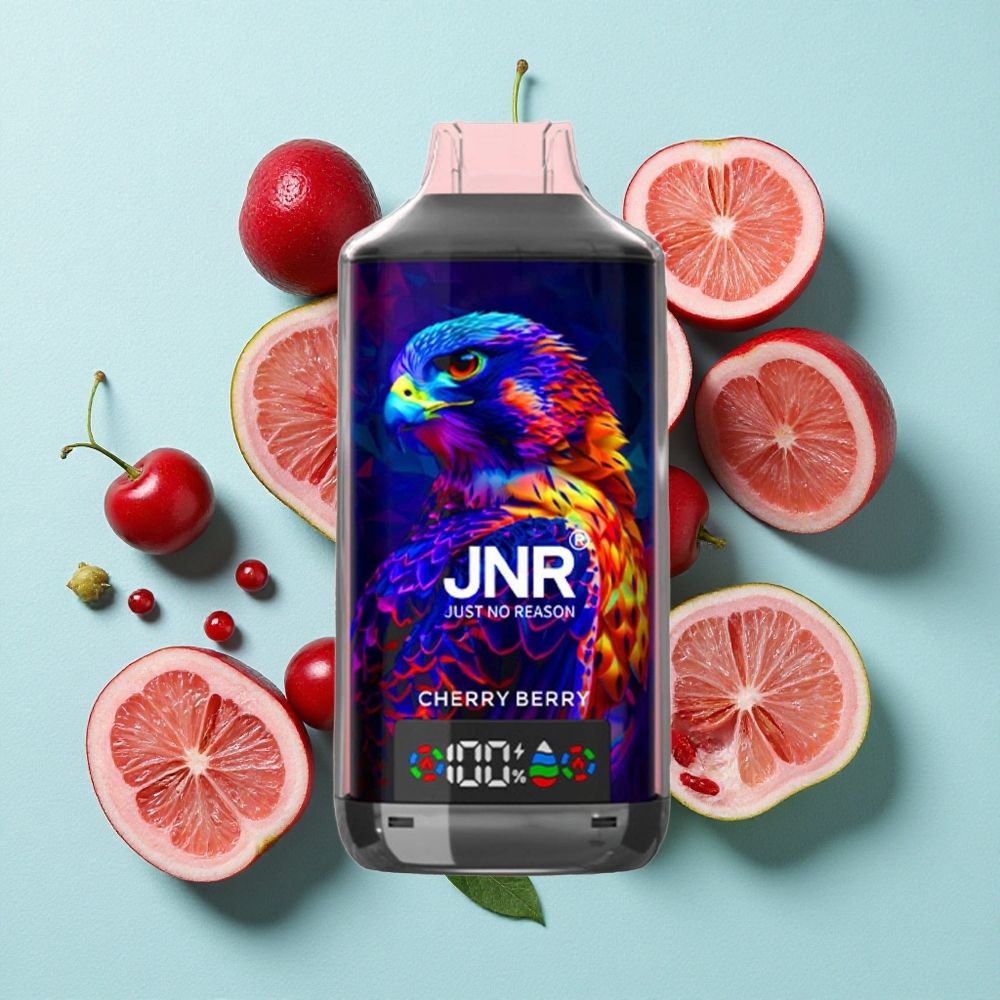 JNR Falcon X 18000 Puffs Cereja e Frutas Silvestres Dual Mesh Coil & Dual Core Digital Display Brasil vape