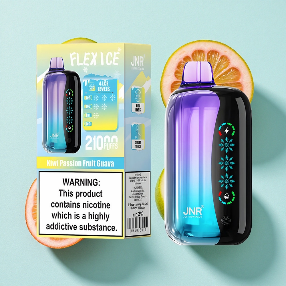 JNR Flex Ice 21000 Puffs Kiwi Maracujá Goiaba Tela Sensível ao Toque Tipo-C Carregamento Brasil vape