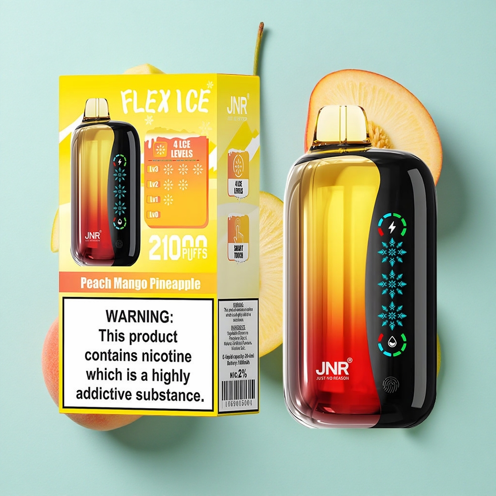JNR Flex Ice 21000 Puffs Pêssego Manga Abacaxi Tela Sensível ao Toque Capacidade da Bateria 1000mAh Brasil vape