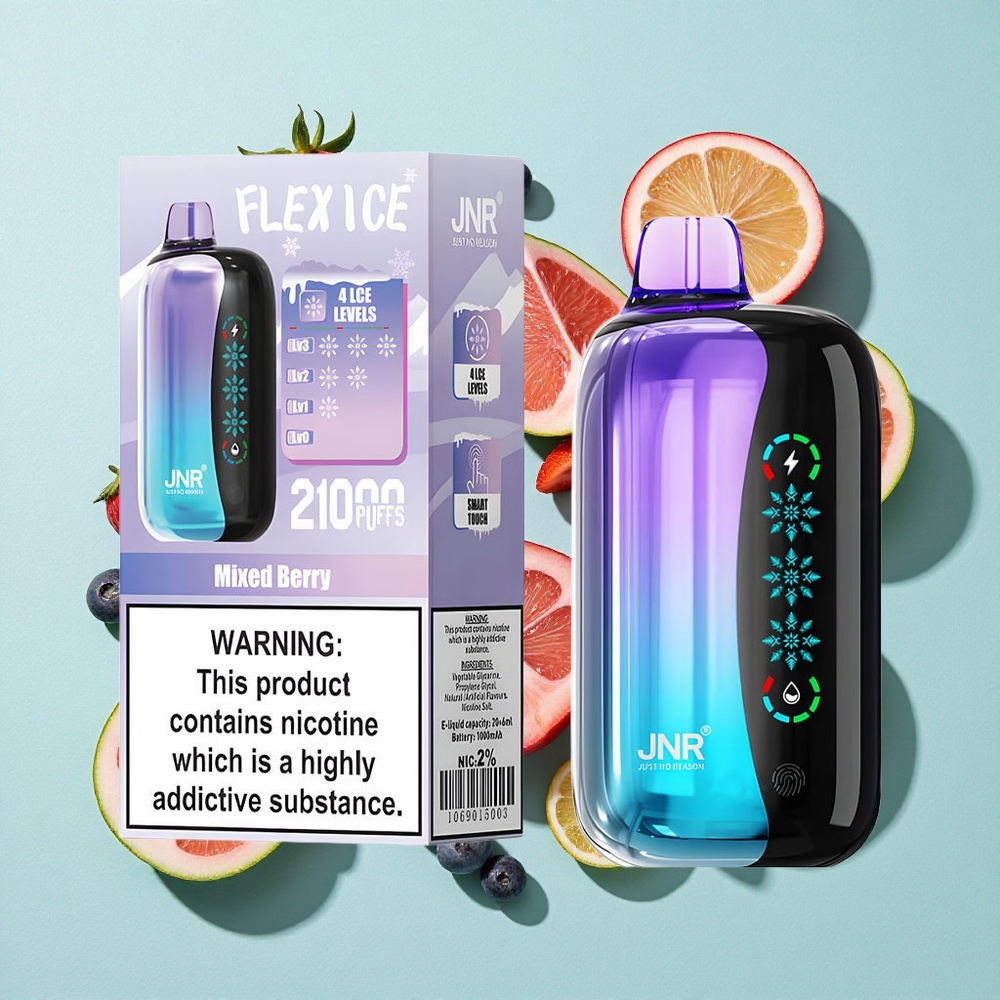 JNR Flex Ice 21000 Pufs Vape descartável Frutas Silvestres Misturadas Tela Sensível ao Toque 1000mAh Brasil vape