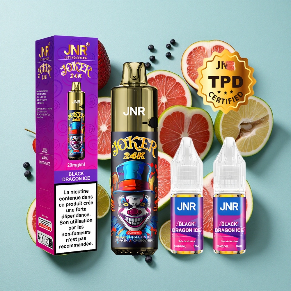 JNR Joker 24000 Puffs Dragão Negro Gelo 2% teor de nicotina 800mAh bateria Brasil vape