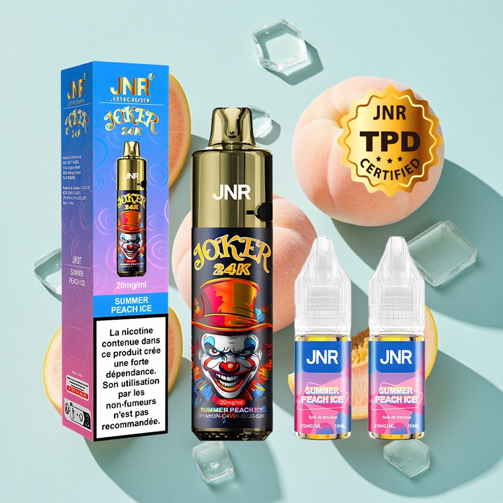 JNR Joker 24000 Puffs Pêssego Gelado de Verão Pod Recarregável 10ml Bateria 800mAh Brasil vape