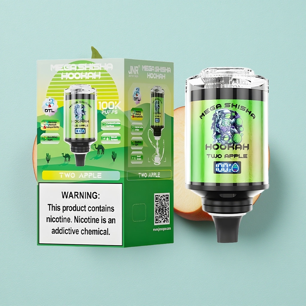 JNR Mega Shisha Hookah 100000 Puffs Dois Maçã 60ml Capacidade de Líquido Brasil vape