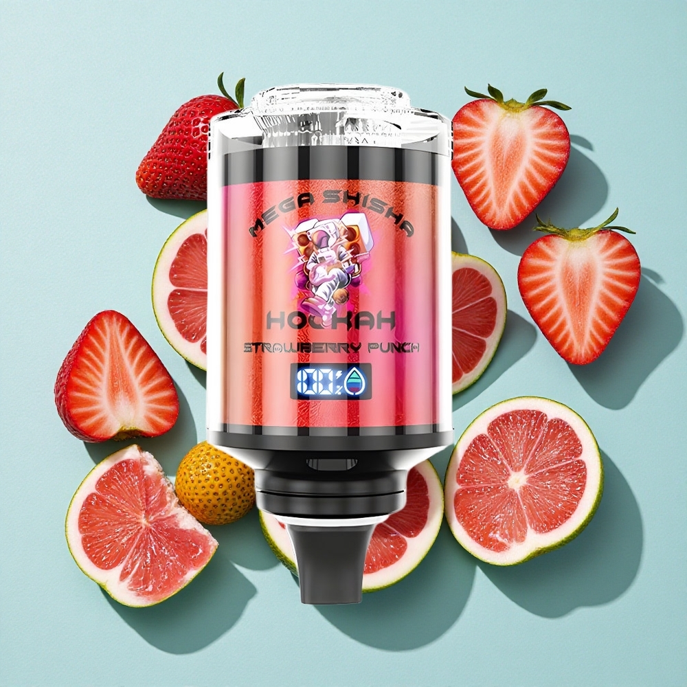JNR Mega Shisha Hookah 100000 Puffs Morango Soco 60ml capacidade de líquido e 2200mAh bateria recarregável Brasil vape