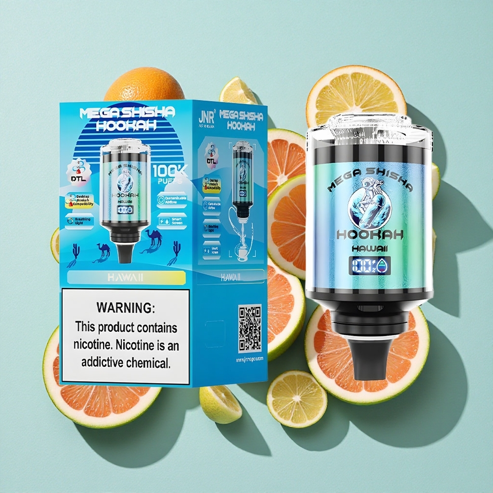 JNR Mega Shisha Hookah 100K Hawai Desktop Compatibilidade com Tela Inteligente Interativa e Bateria Recarregável 2200mAh Brasil vape