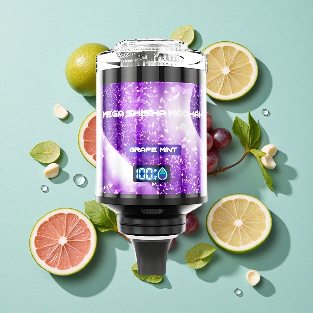 JNR Mega Shisha Hookah 100K Menta Uva 60ml Capacidade de Líquido Tela Inteligente Interativa Brasil vape