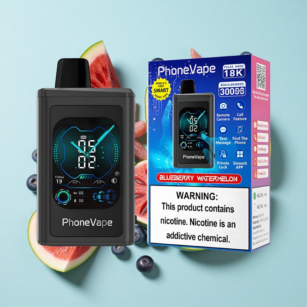 JNR PhoneVape 30000 Puffs Mirtilo Melancia Bateria Recarregável 850mAh Tela Completa Brasil vape